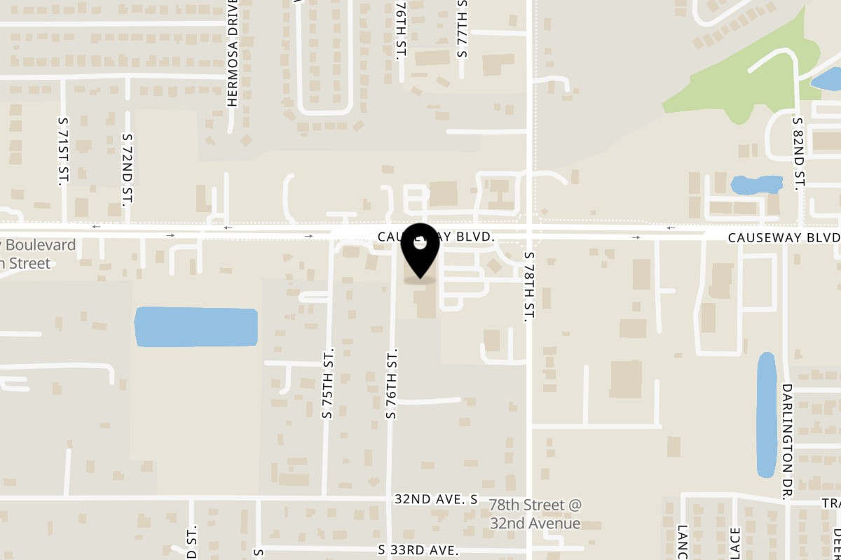 Map showing the location of La Camagueyana Causeway on 7611 Causeway Blvd in Tampa