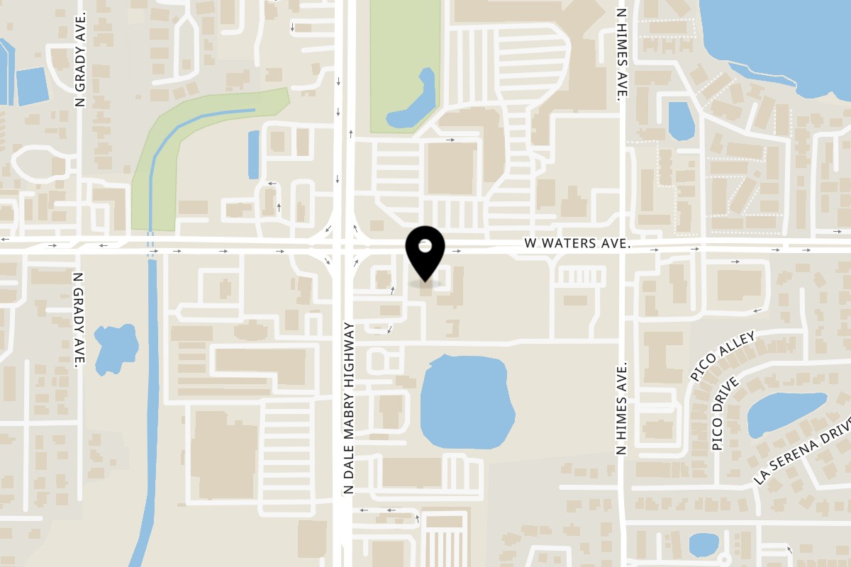 Map showing the location of La Camagueyana Waters Ave on 3710 W Waters Ave in Tampa